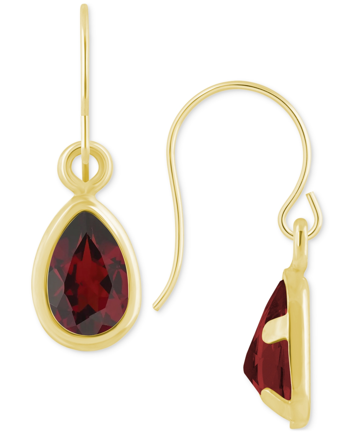 Macy's Amethyst Pear Bezel Drop Earrings (3/4 Ct. T.w) In 10k Gold (also In Additional Gemstones) In Multi