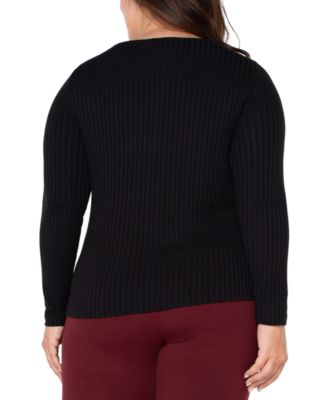 Trendy Plus Size Ribbed Boatneck Top 