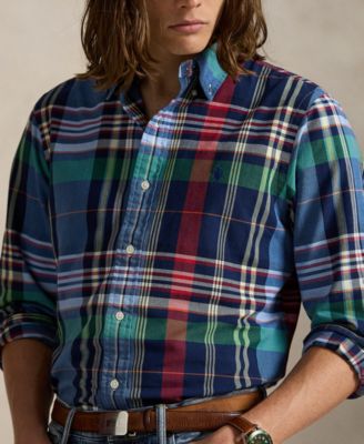 Men's Custom-Fit Plaid Oxford Shirt