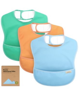 3-Pack Waterproof Baby Bibs for Eating, Lightweight, Mess Proof Toddler Bibs with Food Catcher