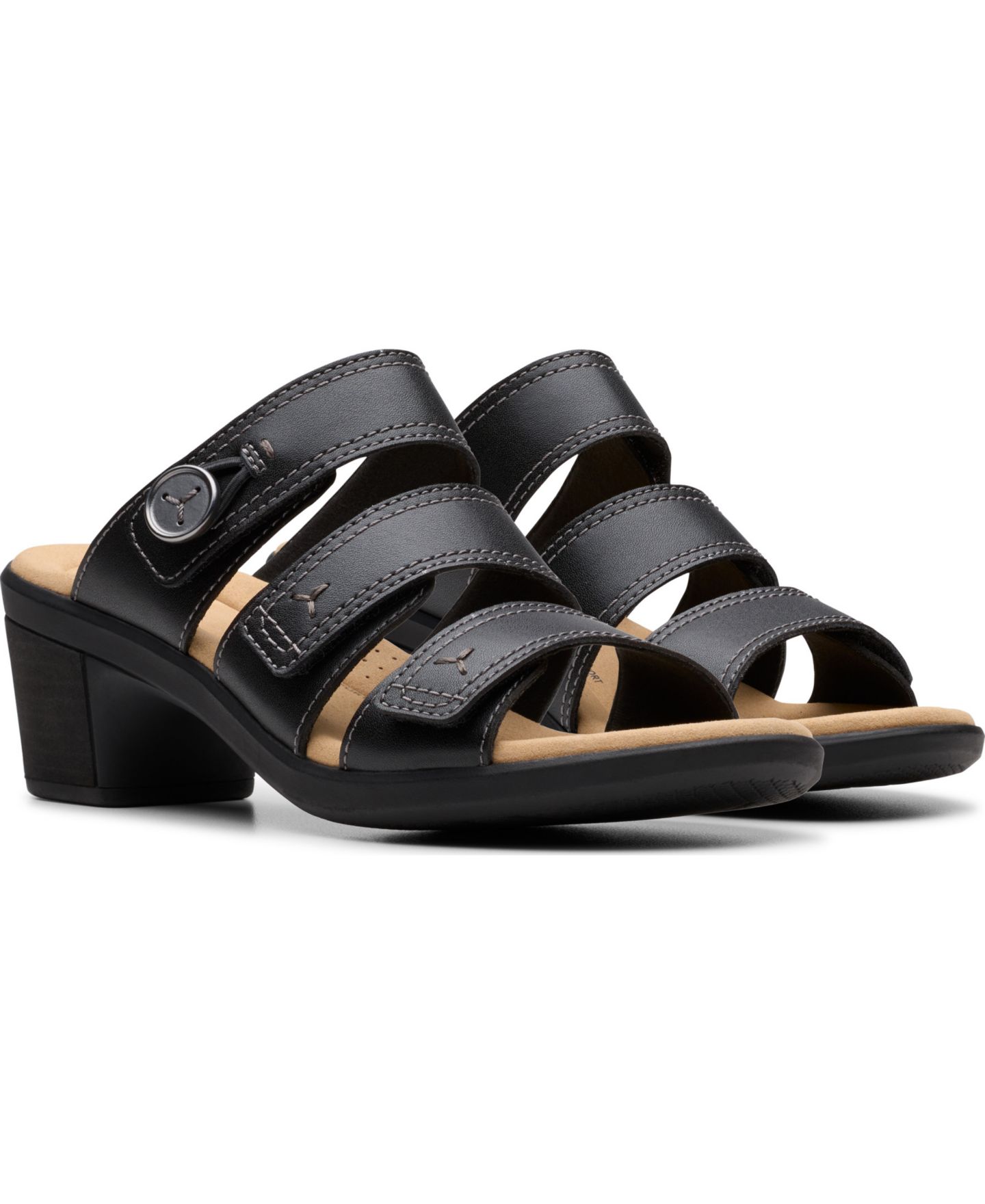 Женские сандалии Clarks Collection Emily2 Adella Block Heel, цвет: Чёрный кожаный — фото 5