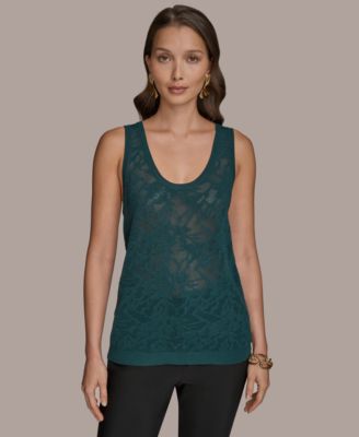 Women's Sleeveless Pointelle-Knit Tank Top