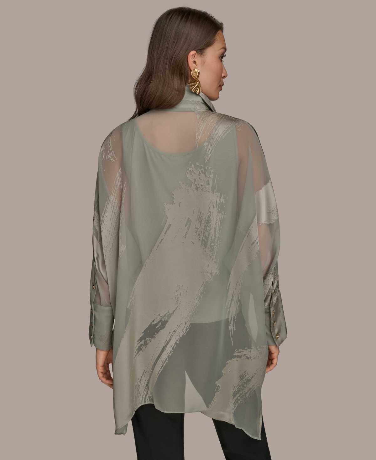 Donna Karan New York Brushstroke Burnout Tunic In Green