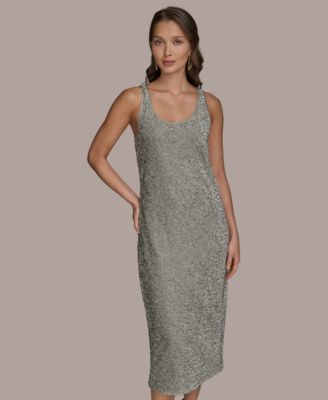 Donna Karan New York - Women's Sleeveless Beaded Velvet Dress