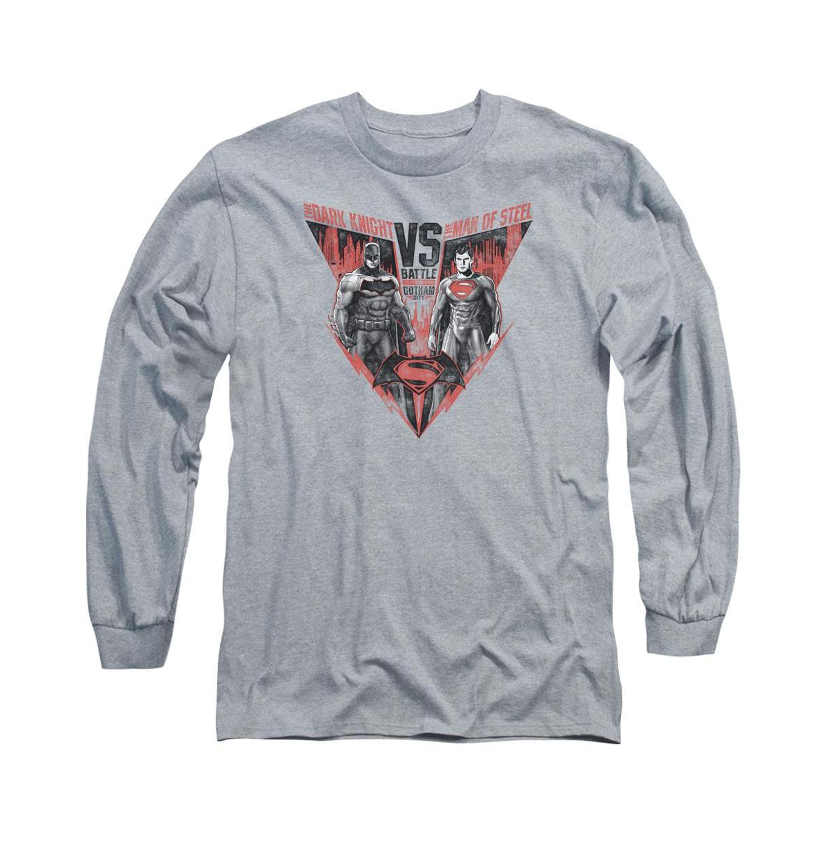 Men's Batlle For Gotham Long Sleeve Adult Tee / T-Shirt - Medium grey