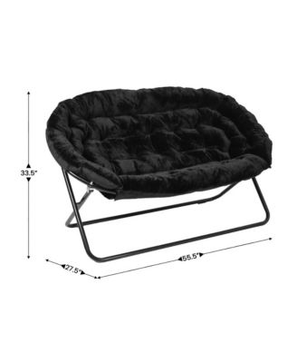 EMMA + OLIVER Double Steel Janey Folding Saucer Chair and Ottoman