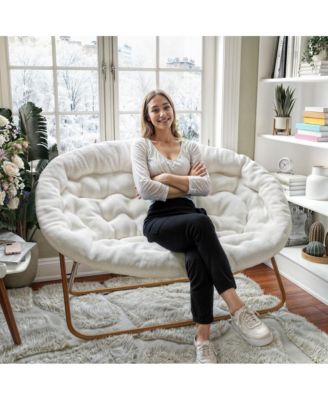 EMMA + OLIVER Double Steel Janey Folding Saucer Chair and Ottoman