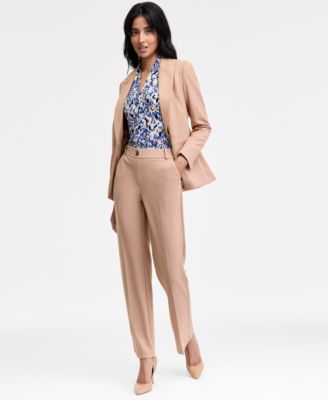Women's Peak-Lapel Peplum One-Button Blazer, Regular & Petite
