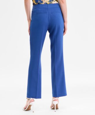 Women's Mid-Rise Faux-Fly Straight Pants, Regular & Petite