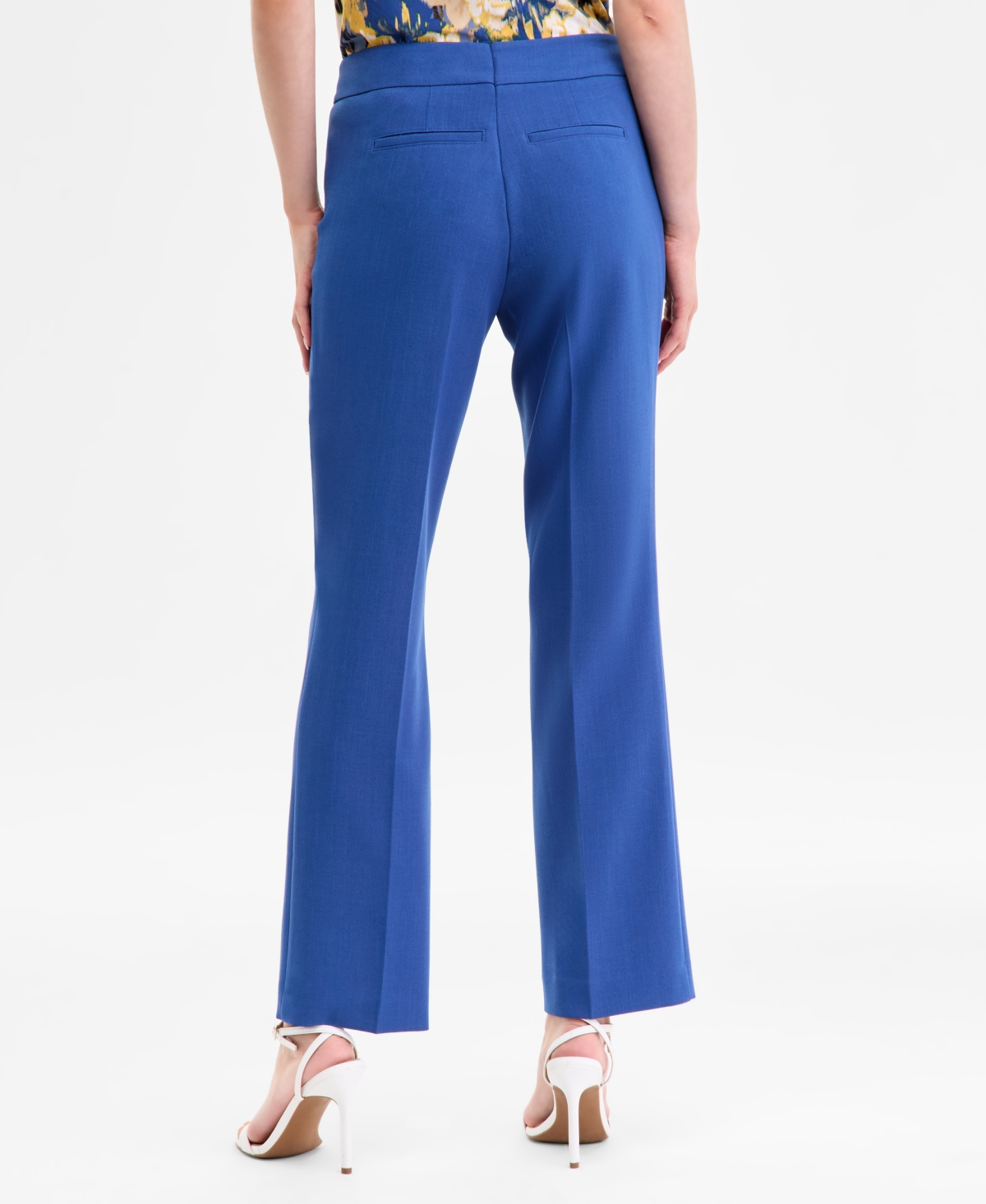 Kasper Women's Mid-rise Faux-fly Straight Pants In Blue