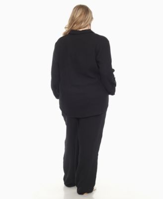 Plus Size Long Sleeve Button Down Cotton Gauze Set