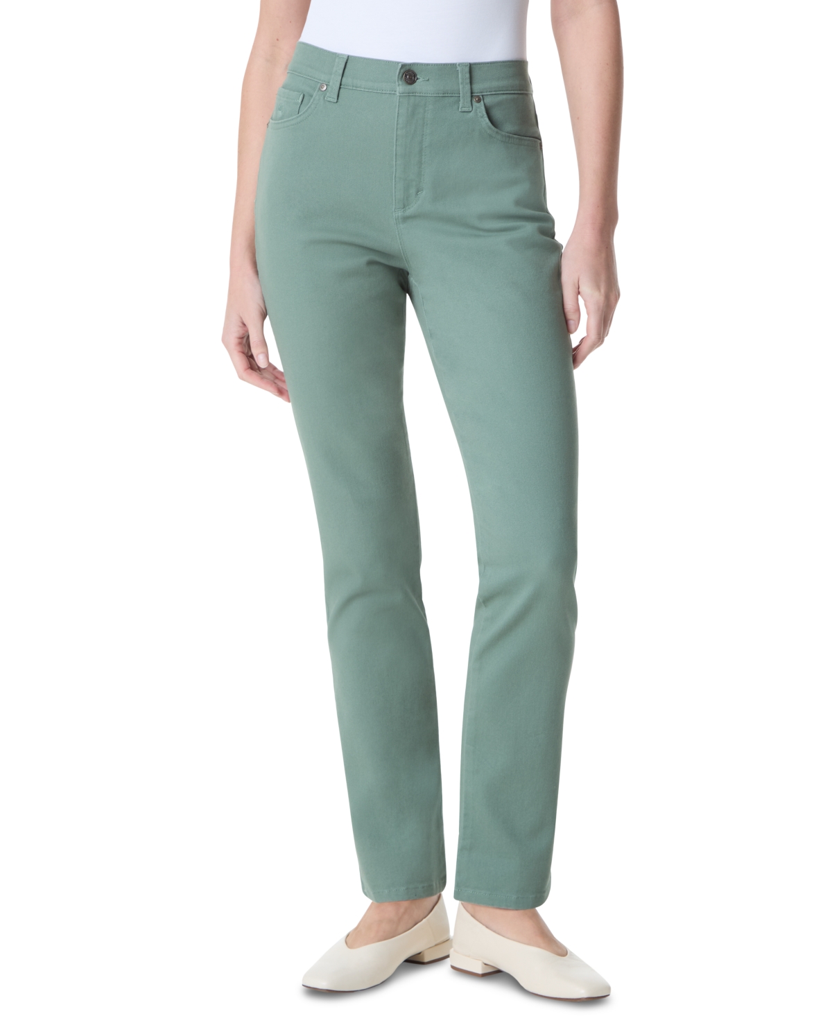 Petite Amanda High Rise Straight Leg Jeans, Short - Basil Bliss