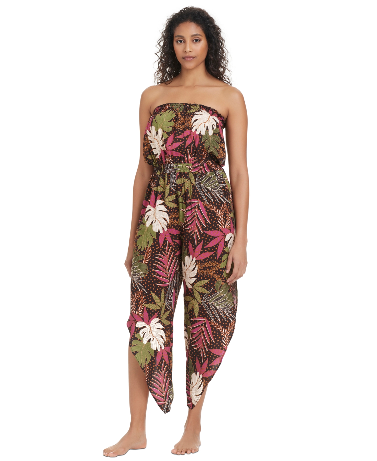 Bar Iii Women's Safari Heat Tube Jumpsuit Cover-up, Exclusively At Macy's In Brown