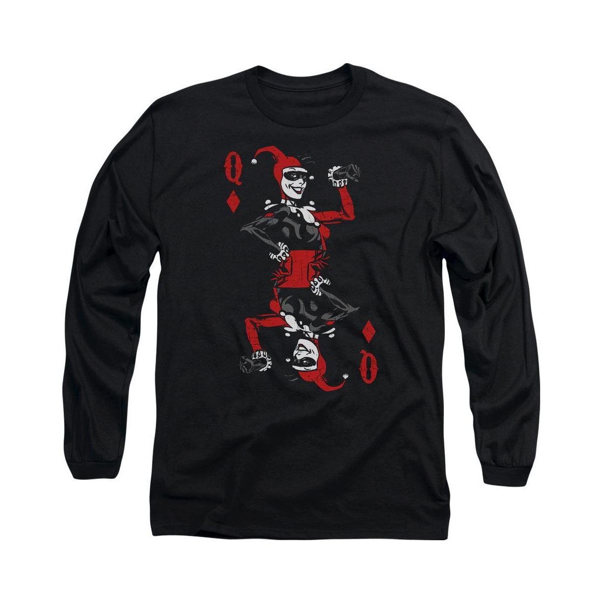 Men's Quinn Of Diamonds Long Sleeve Adult Tee / T-Shirt - Black