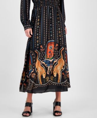 Women's Printed Smocked Midi Dress