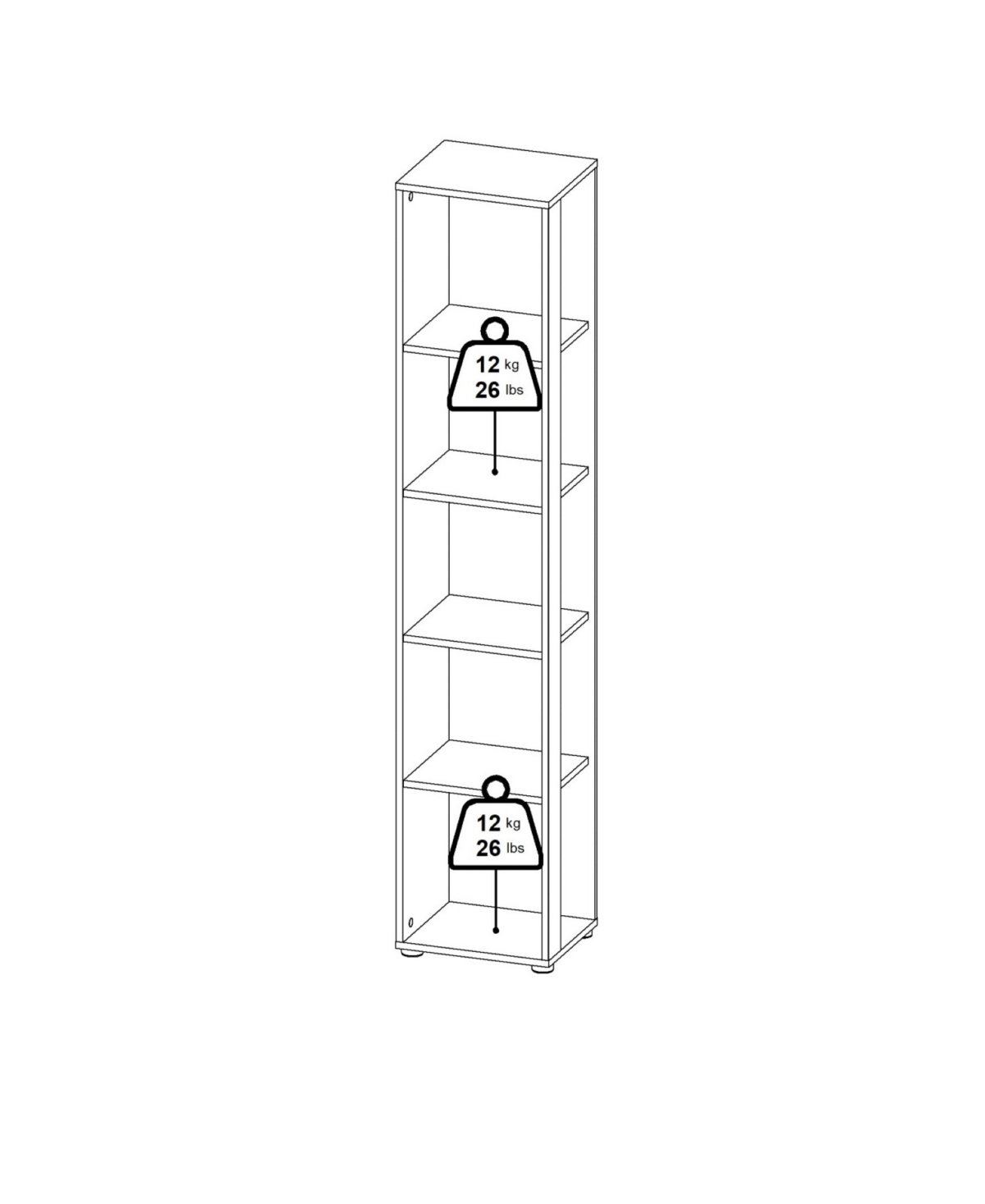 Tvilum 80.59" Wood 5 Shelf Narrow Bookcase