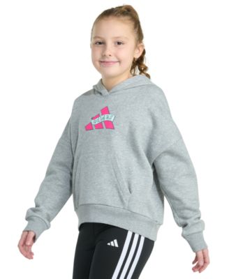 Big Girls Long-Sleeve Heather Multi Graphic Fleece Pullover Hoodie	