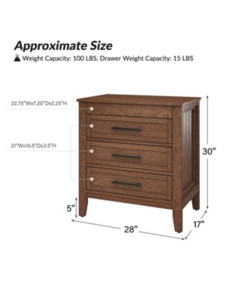 Theresa Transitional 3-Drawer Nightstand with Hidden Pull-out Drawer