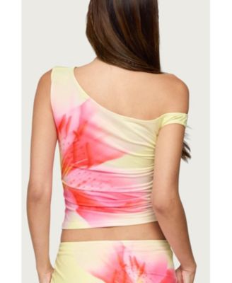 Womens Tiger Flower Off Shoulder Top