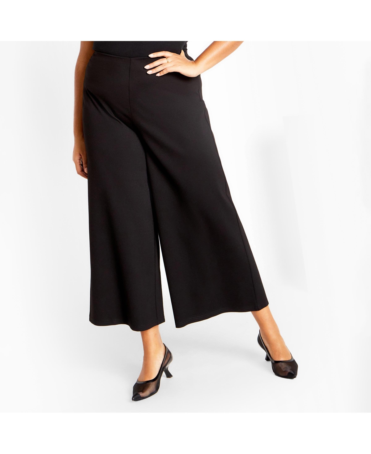 Plus Size Ponte Wide Leg Pant - Black