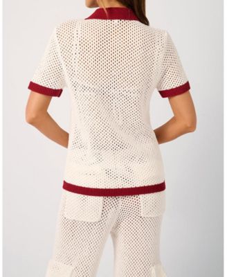 Women's Oversized Crochet Button-up Shirt