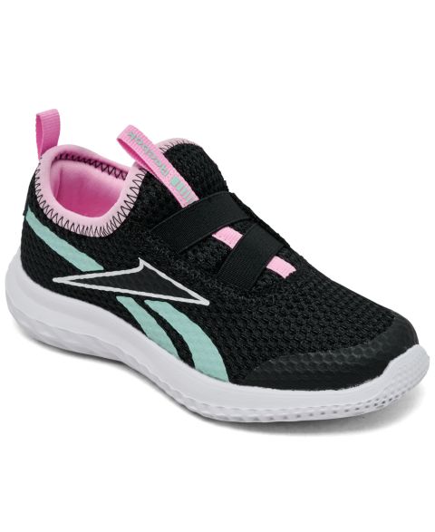 Детские повседневные кроссовки-слипоны Reebok Rush Runner, Finish Line, цвет: Чёрный / Розовый
