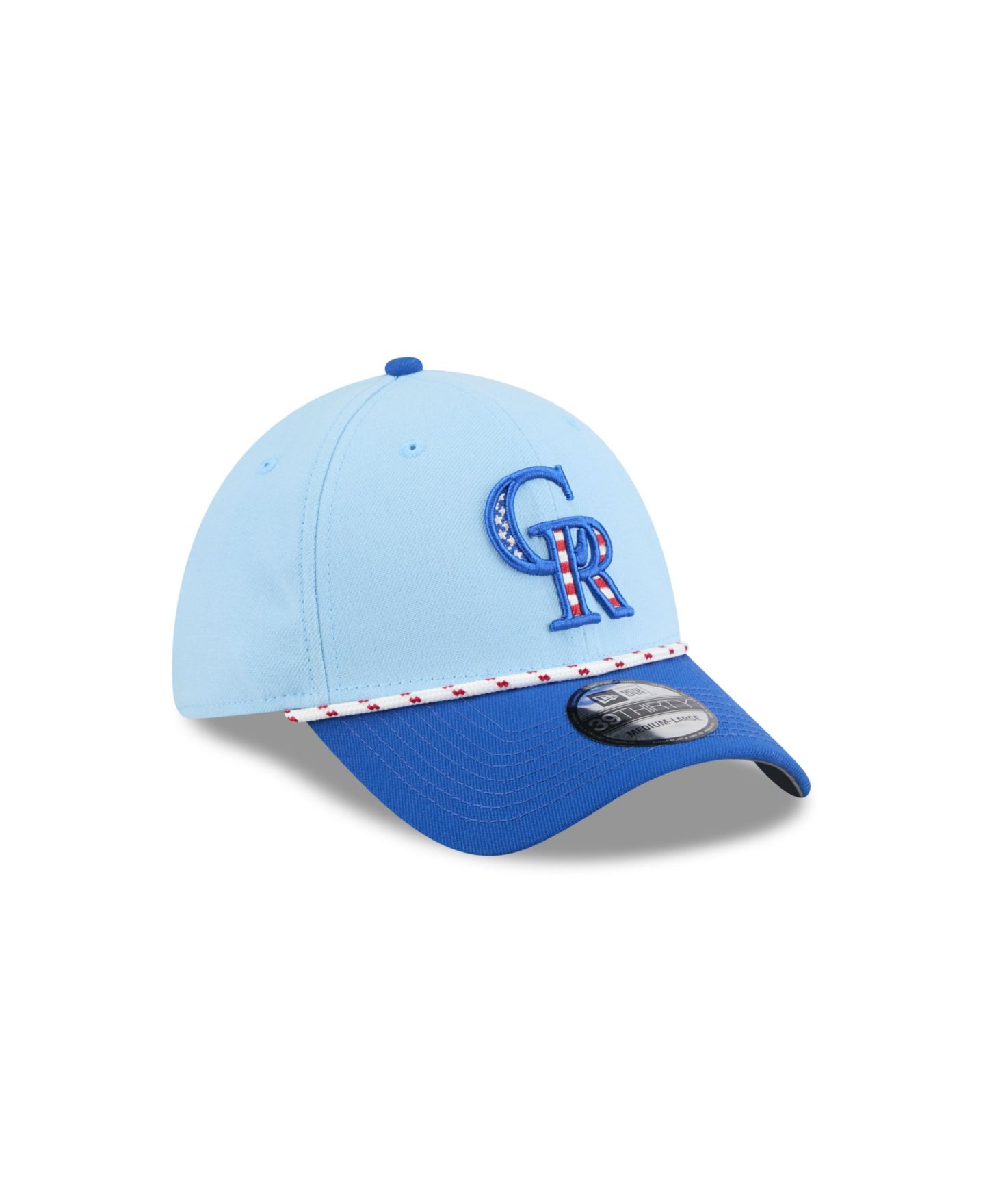 Мужская кепка New Era Light Blue/Blue Colorado Rockies 2025 Fourth of July 39THIRTY Flex Hat — фото 6