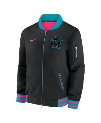 Men's Black Miami Marlins 2025 City Connect Authentic Collection Full-Zip Bomber Jacket