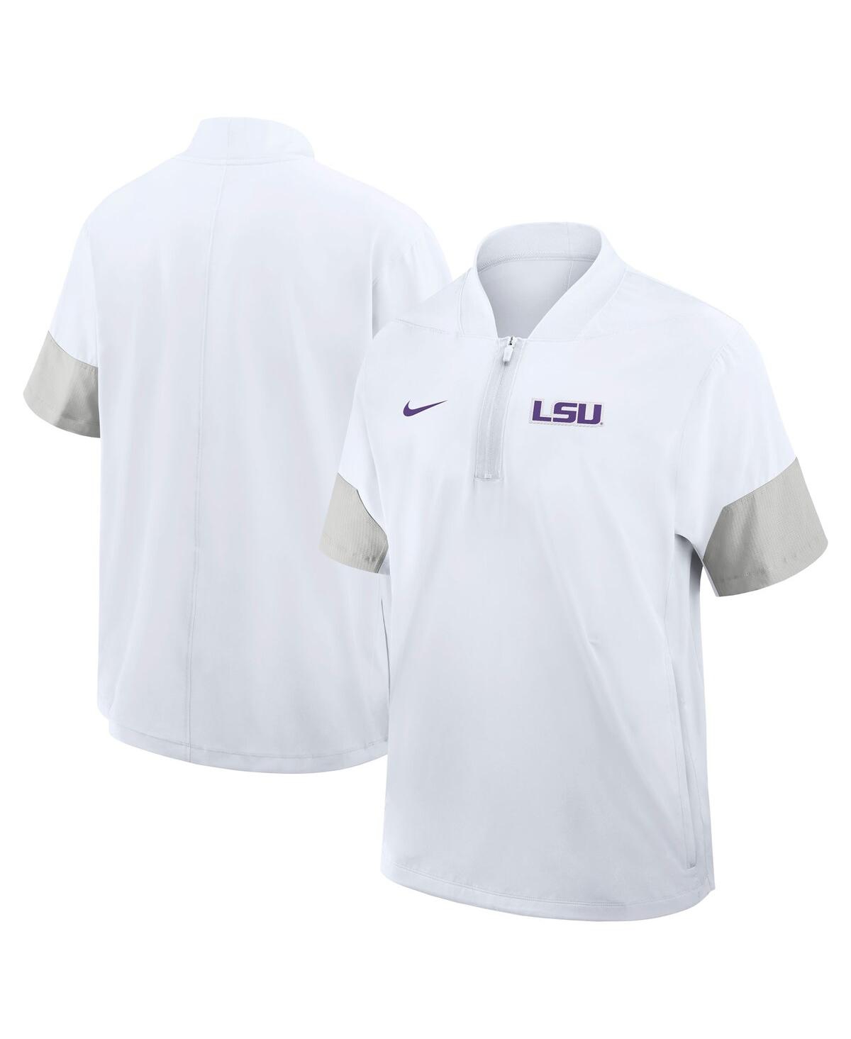 Men's White Lsu Tigers 2025 Sideline Short Sleeve Quarter-Zip Coach Jacket - White