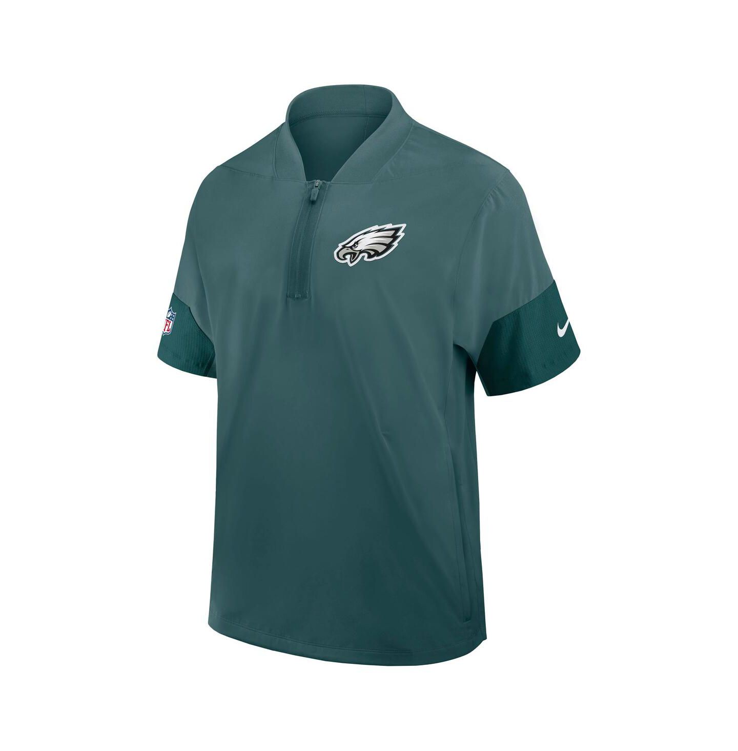 Мужская куртка Nike Green Philadelphia Eagles Sideline Short Sleeve Quarter-Zip Performance Coach — фото 2