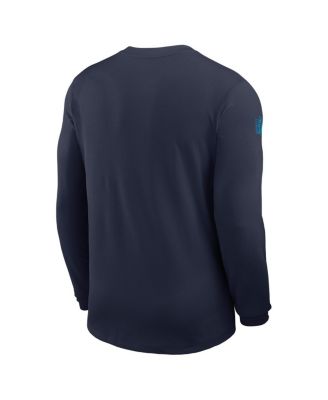 Men's Navy Tennessee Titans Sideline Coach UV Performance Long Sleeve T-Shirt