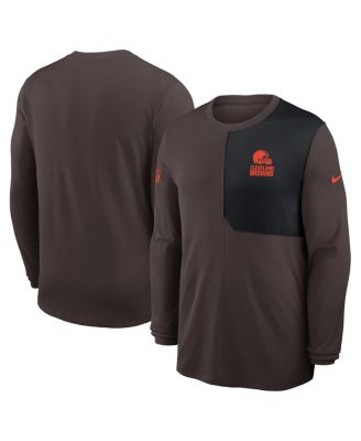 Nike - Men's Brown Cleveland Browns Sideline Coach UV Performance Long Sleeve T-Shirt