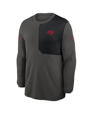 Men's Pewter Tampa Bay Buccaneers Sideline Coach UV Performance Long Sleeve T-Shirt