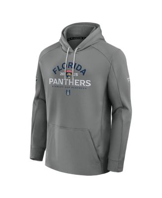Men's Gray Florida Panthers 2025 Stanley Cup Playoffs Authentic Pro Rink Fly Fleece Pullover Hoodie