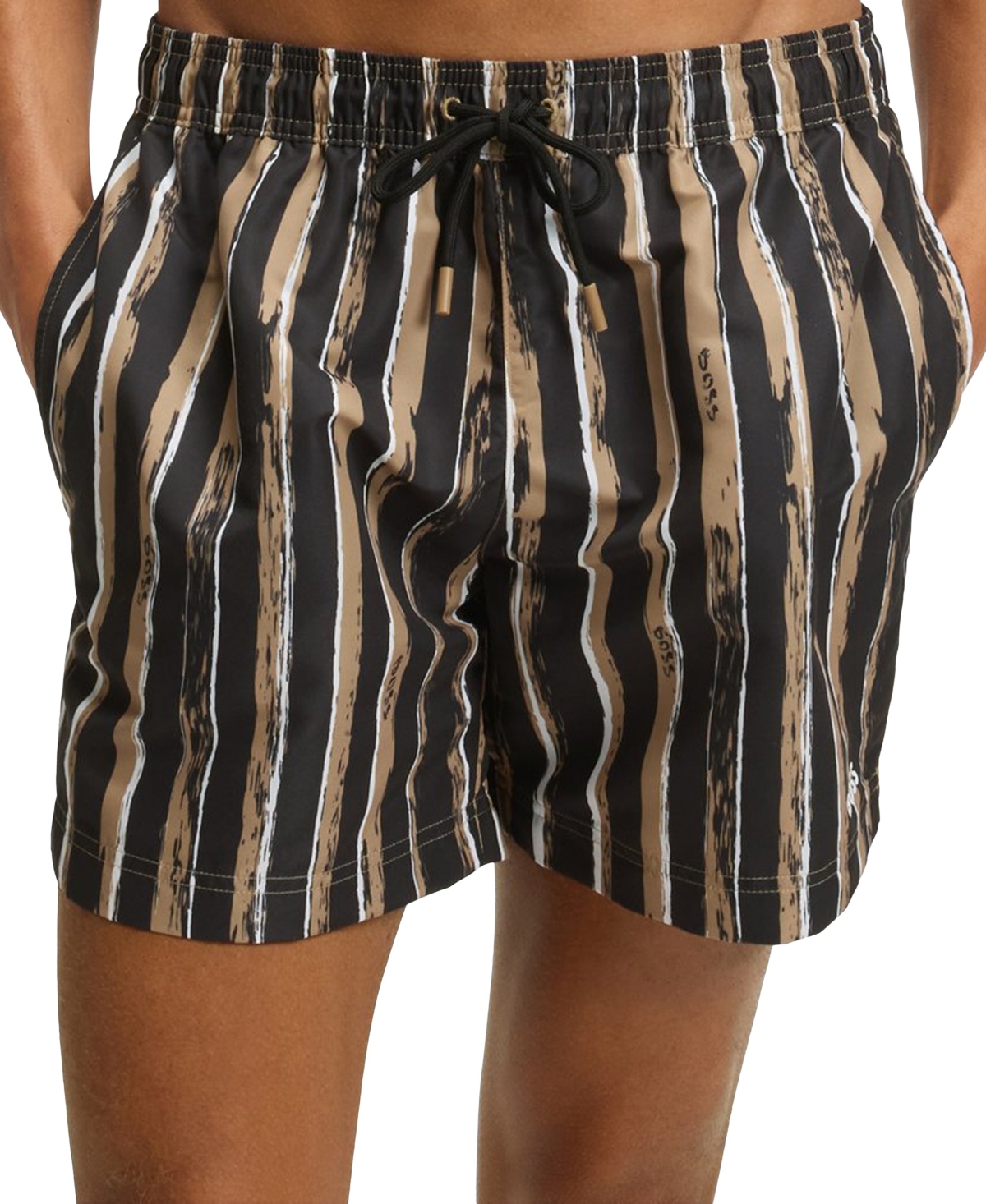 Boss by Hugo Boss Men's Logo Detail Printed Swim Shorts - Black