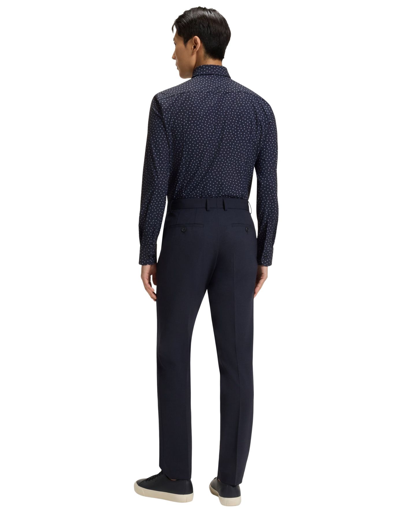 Мужская рубашка Hugo Boss Slim-Fit Performance Jersey Dress Shirt, цвет: Тёмно-синий — фото 3