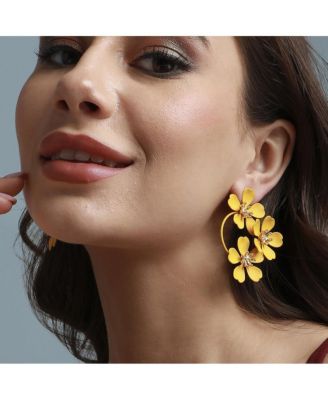 Floral-Circular Drop Earrings