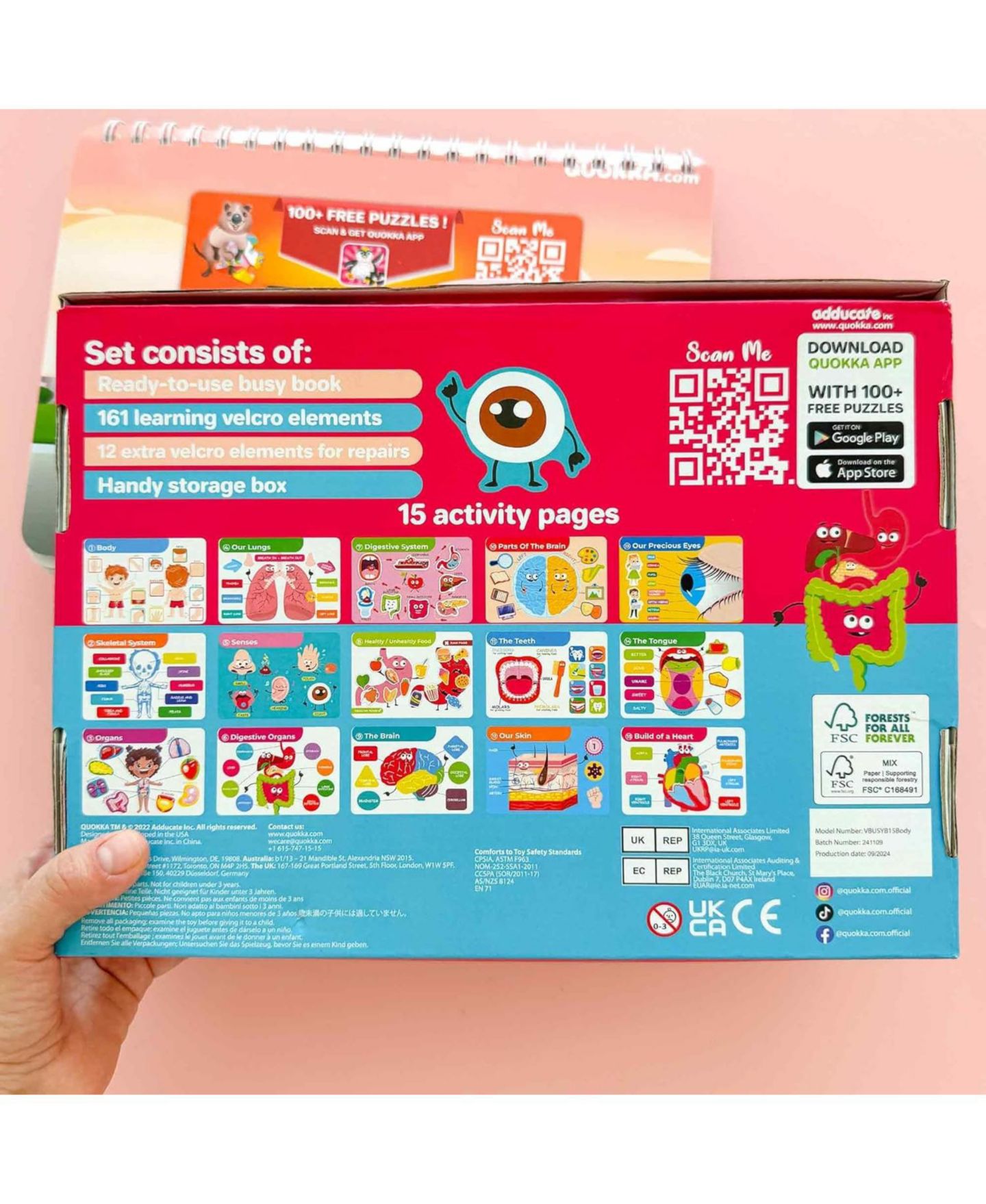 Детские игрушки Quokka Montessori Busy Book Interactive Pages, Ages 3+, цвет: Our Body — фото 8