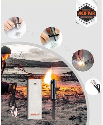 Magnesium Fire Starter AF-374 (2-Pack) Waterproof Fire Steel Pouch for Camping, Hiking, Hunting, Backpacking,Outdoor Survival fire Striker kit