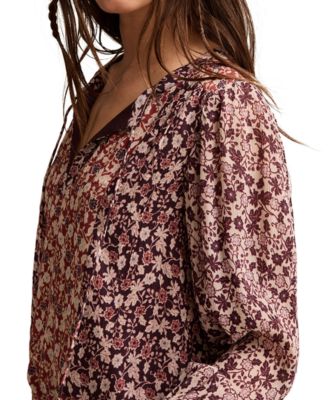 Women's Printed Long-Sleeve Boho Blouse