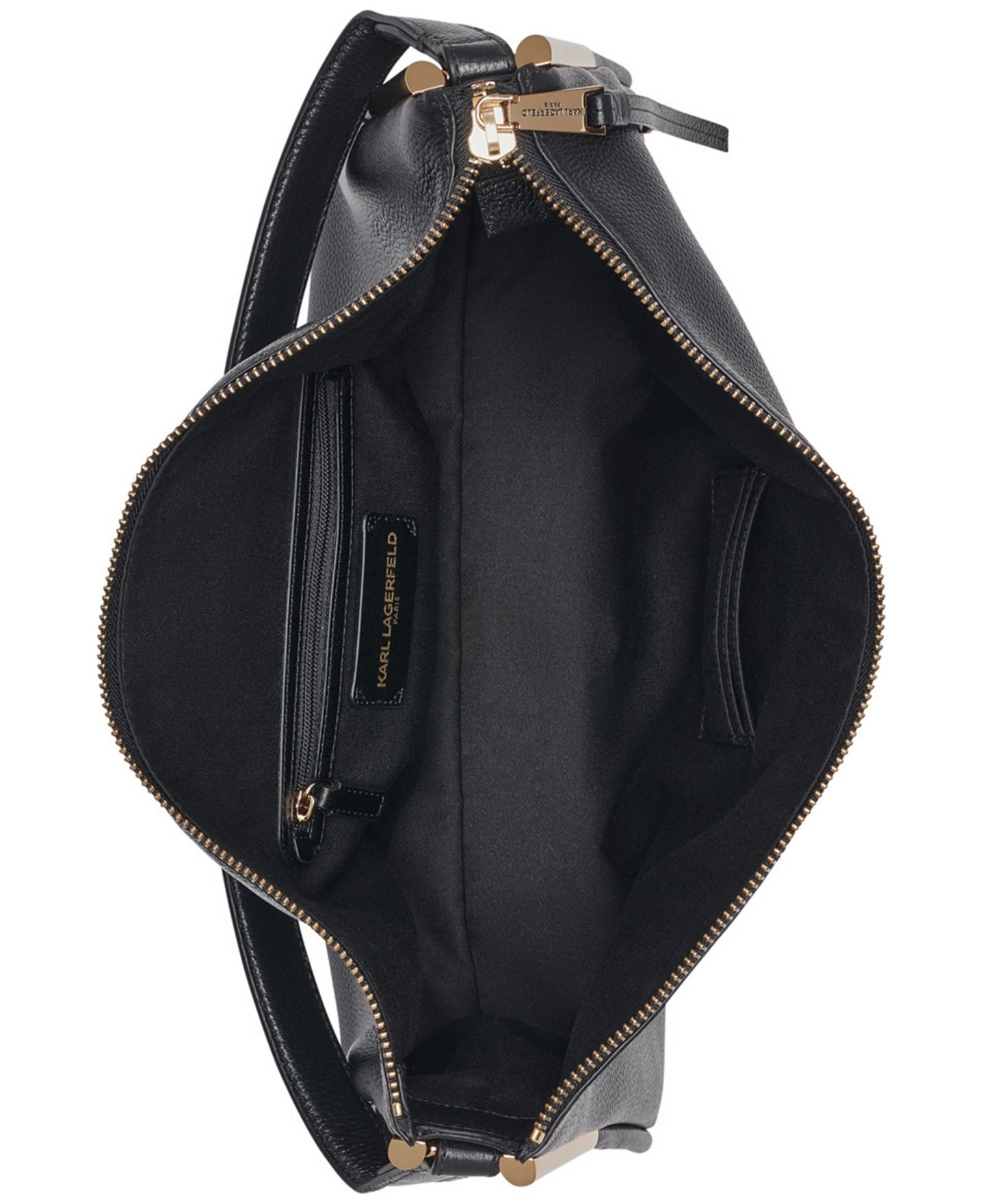 Женская сумка KARL LAGERFELD PARIS Valerie Large Leather Hobo, цвет: Чёрный / Золотой — фото 3