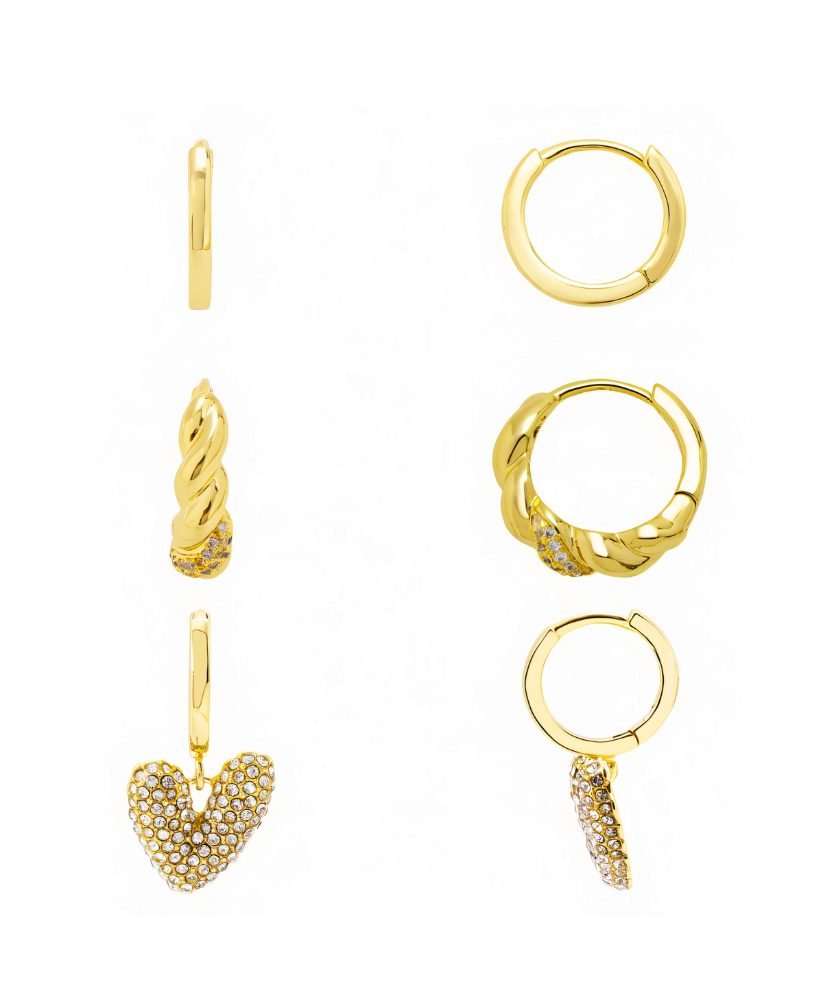 Unwritten Crystal Trio Huggie Hoop Earring Set