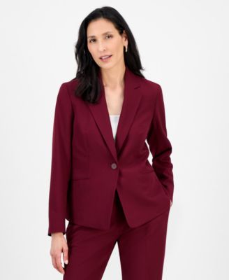 Women's Notched Collar One-Button Pantsuit Set, Regular & Petite