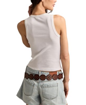 Women's Crochet-Trim Crewneck Tank Top