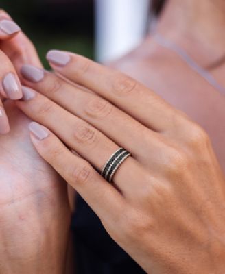 Black Diamond Double Row Beaded Eternity Band (1-1/6 ct. t.w.) in 14k Gold