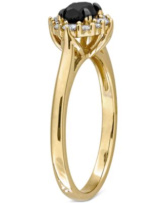 Black & White Diamond Oval Halo Engagement Ring (3/4 ct. t.w.) in 14k Gold