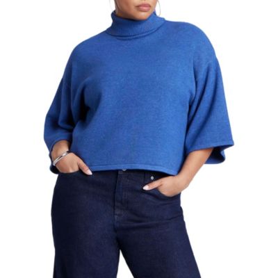 Women's Boxy Three Quarter Sleeve Turtleneck