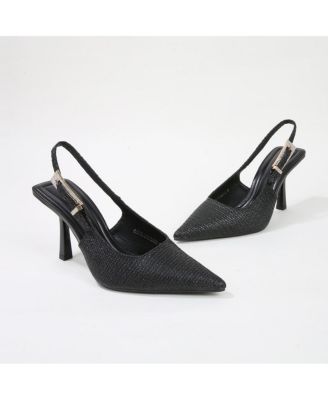 Chrysanthemum Raffia Slingback Pump Heels