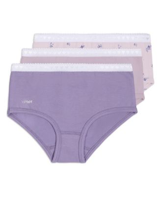 Little Girls 3 Pair Pack Lovely Lavender Floral Briefs