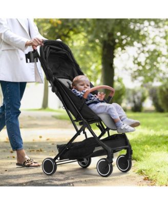 Baby Stroller with Adjustable Backrest Footrest One-Click Fold Cup Holder and Carry Bag